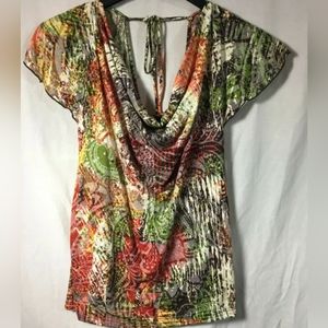 AB Studio multicolor women's cute cap sleeve blouse